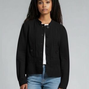 MARC JACOBS Black Cotton Peplum Jacket Blazer Military Utility Style Size 8